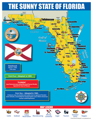 Kids Map Of Florida Florida State Wall Maps Office Classroom 106360 