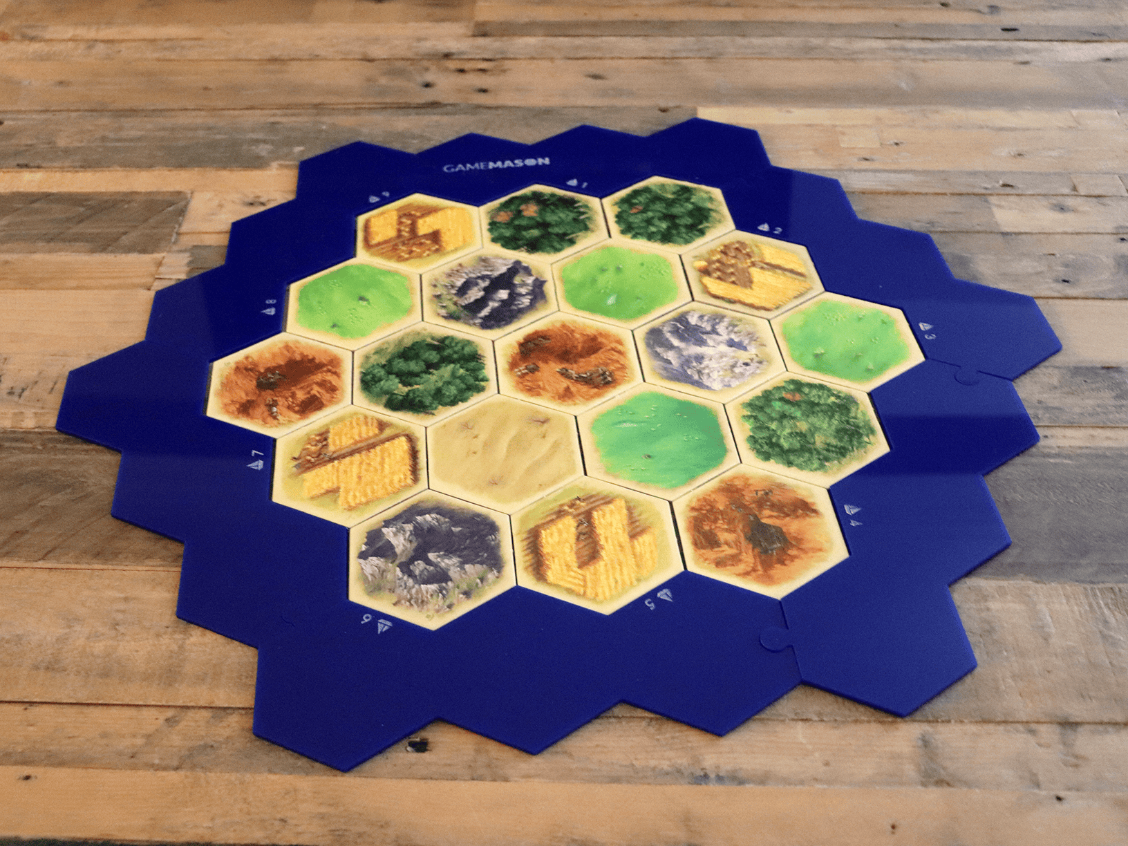Custom 6-piece Blue Hex Border for Settlers of Catan | GameMason