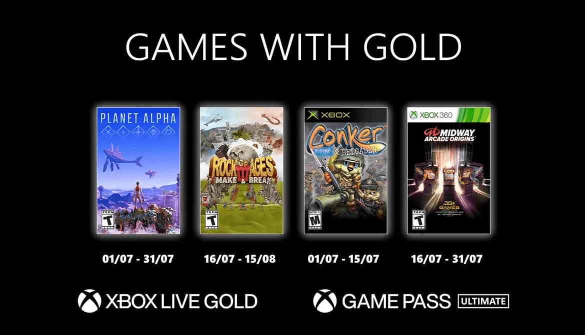 Games With Gold de juillet 2021 dévoilés!
