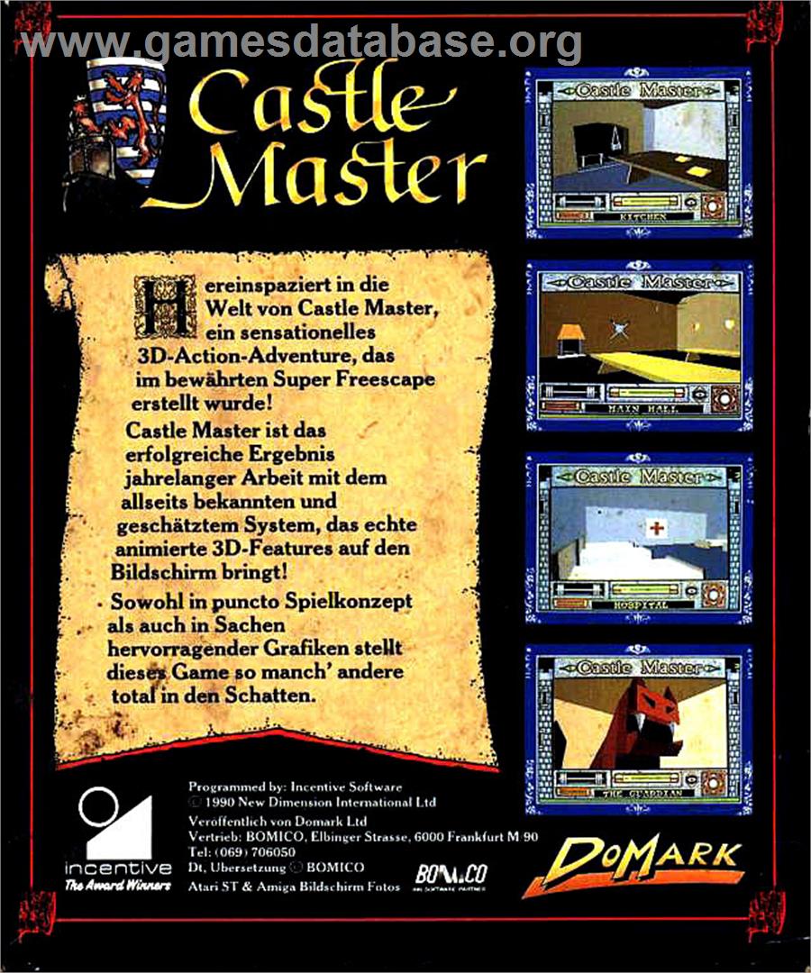 Castle Master Atari St Artwork Box Back