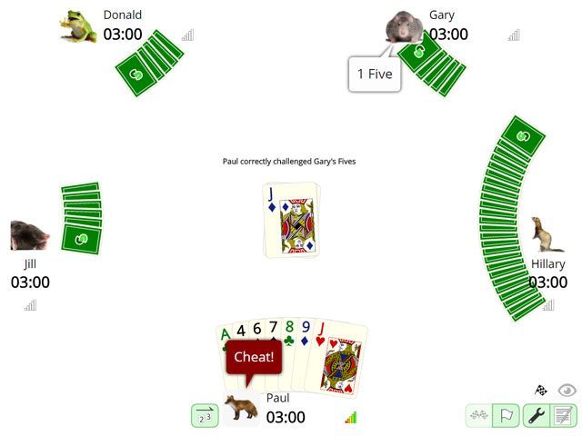 Cheat Card Game Gameslush The player does so by placing a 1 or more cards face-down in.