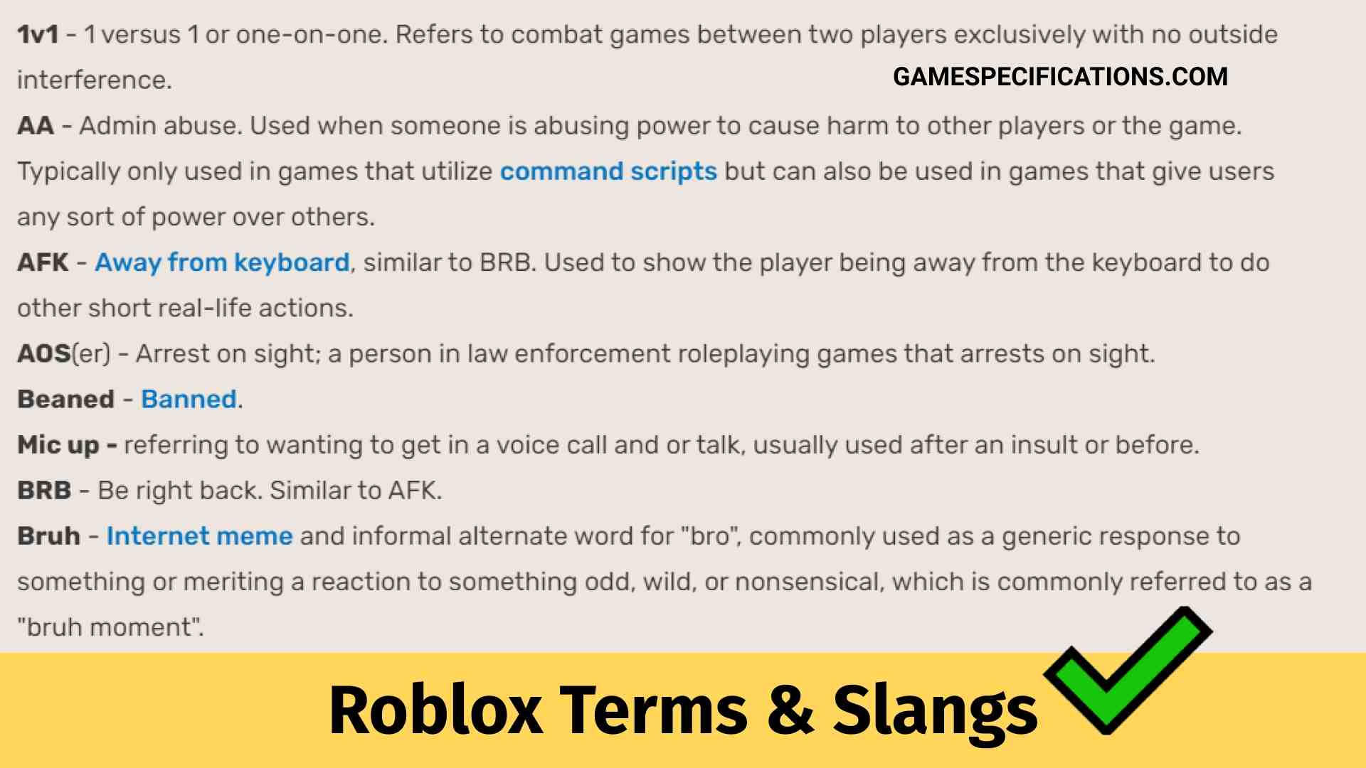Terms And Slangs In Roblox What Does It Mean In Roblox Game Terms Slangs In Roblox 