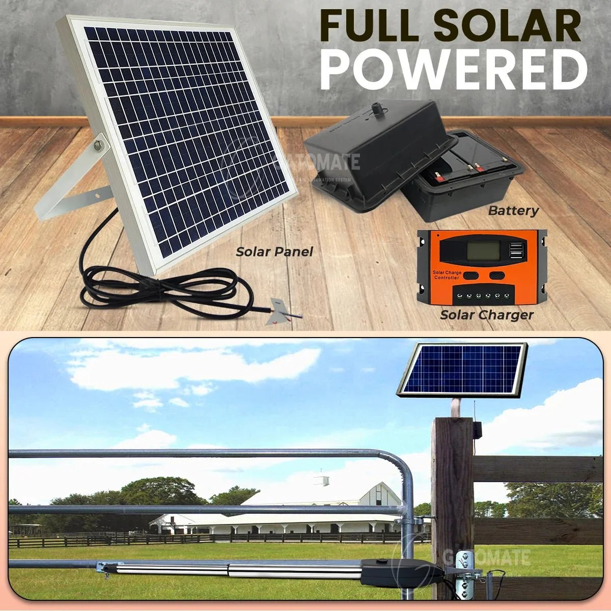 Single Swing Electric Solar Gate Opener Kit With Usb Receiver