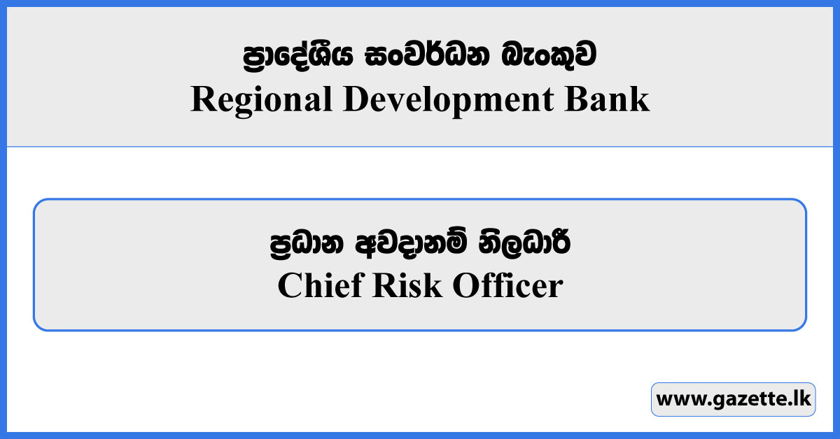 Chief Risk Officer - Regional Development Bank Vacancies 2025