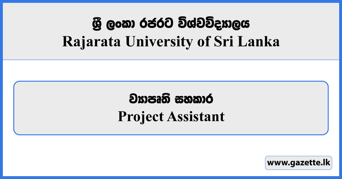 Project Assistant - Rajarata University Vacancies 2025