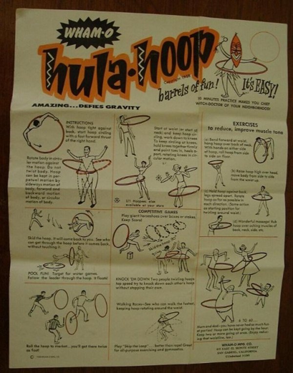 The hula hoop fad of the 1960's 11 attachment instructions
