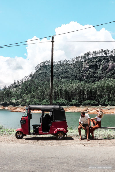 Tuk tuk Sri Lanka Stopping by a beautiful lake with our Tuktuk