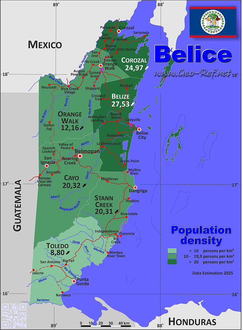 Belize Karte Bev Und Belice 