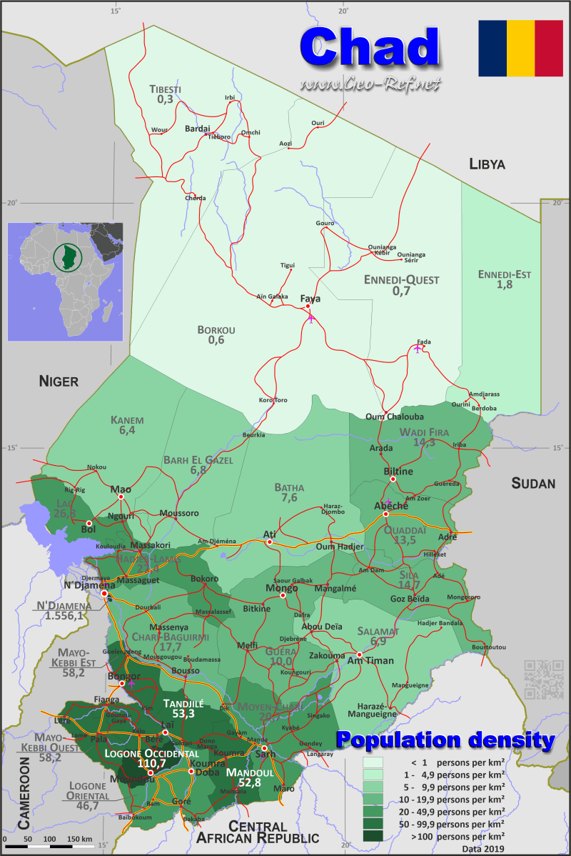 Map Of Chad Terrain Area And Outline Maps Of Chad Chad 