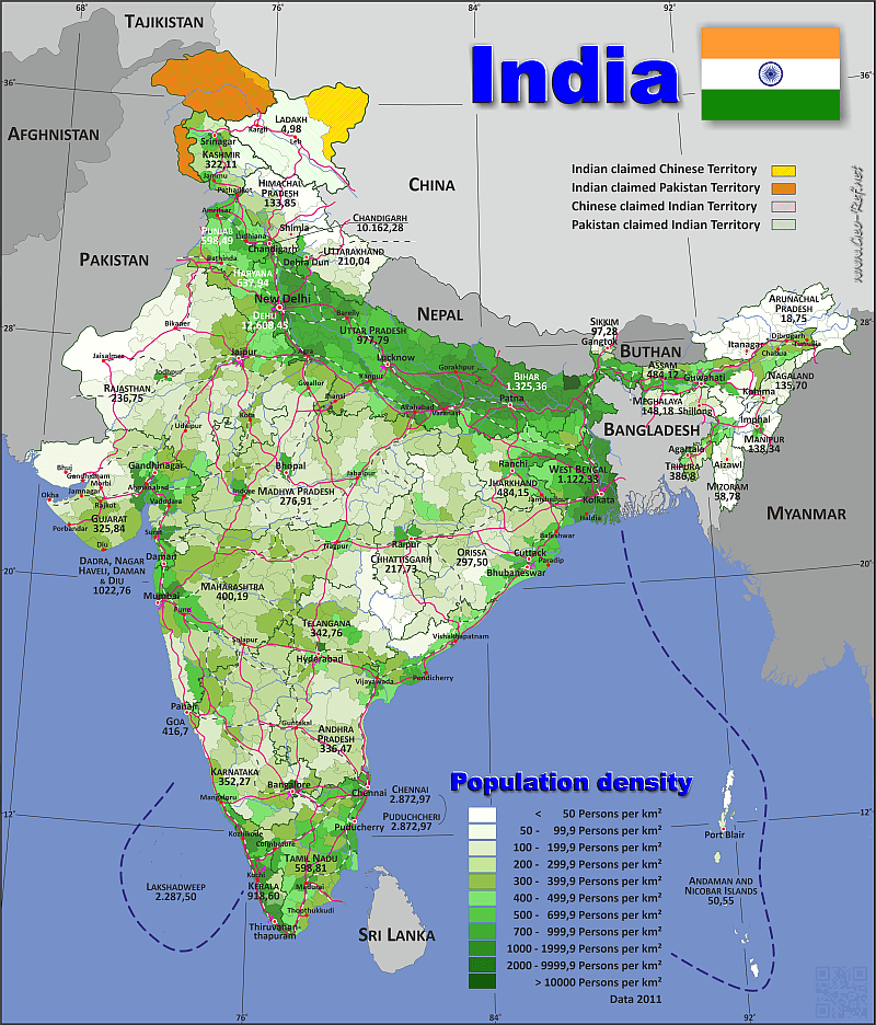 Map India Popultion Density By Division India 