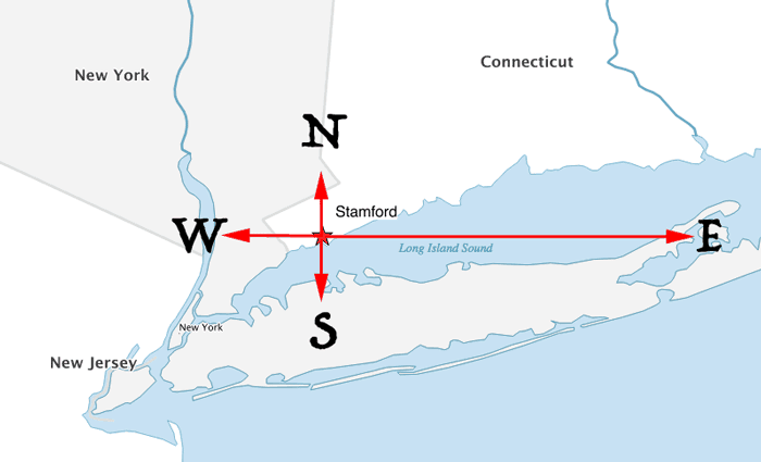 Us Map East West North South Stamford 