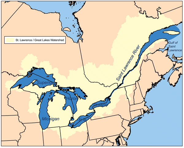 Saint Lawrence River Geology Page Grlakes Lawrence Map 