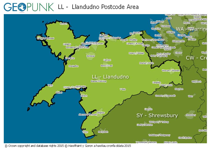Llandudno Car Parks Map Map Postcode Area LL Llandudno 