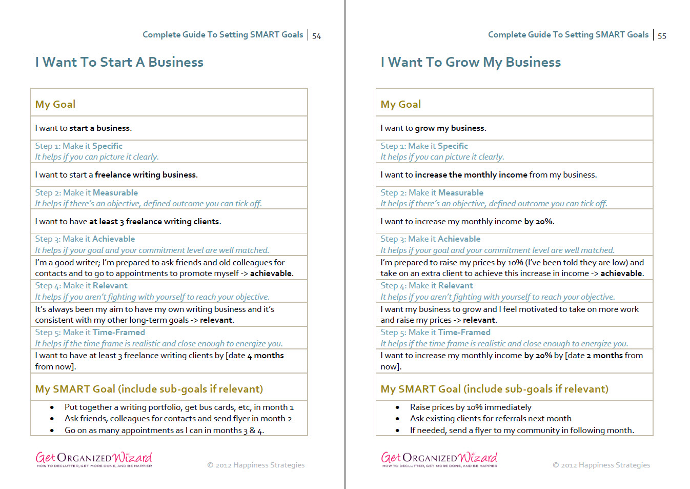 Setting Smart Goals Templates Examples Worksheets