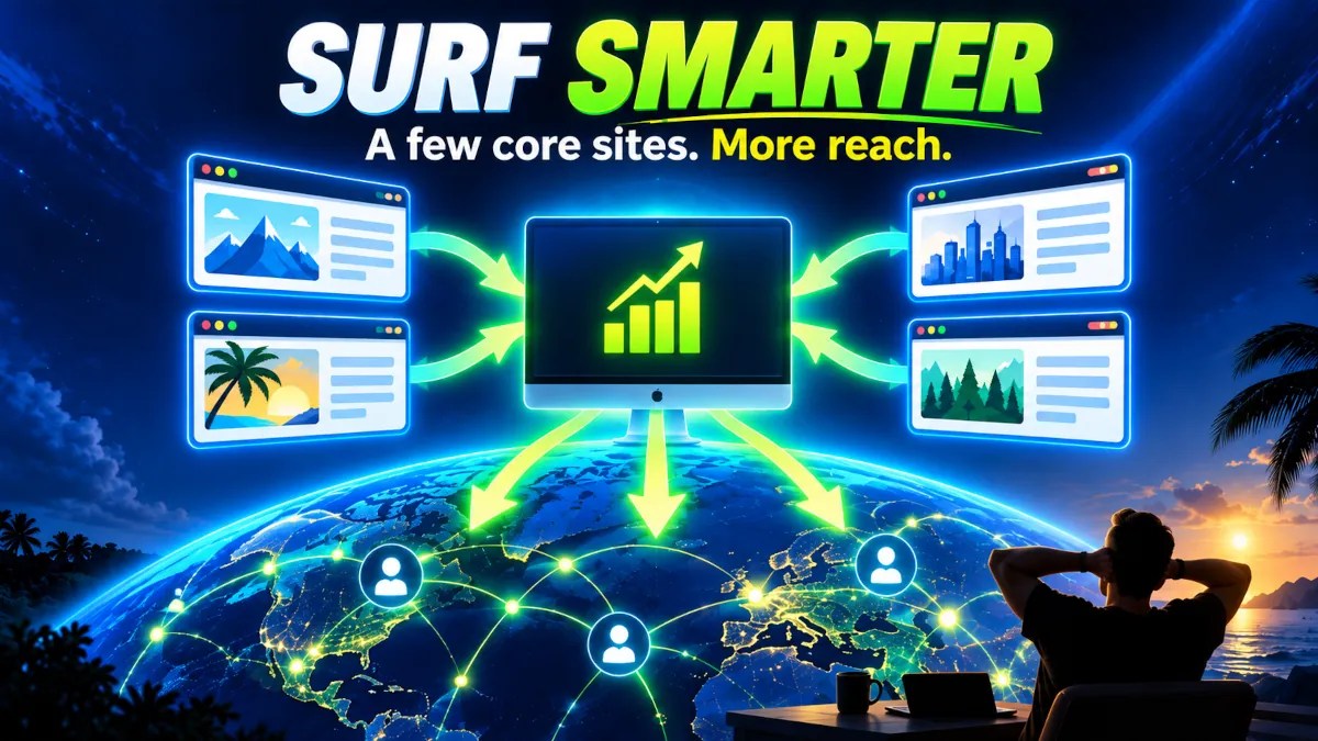 Surf smarter with a few core traffic exchanges and a wider network for more advertising reach.
