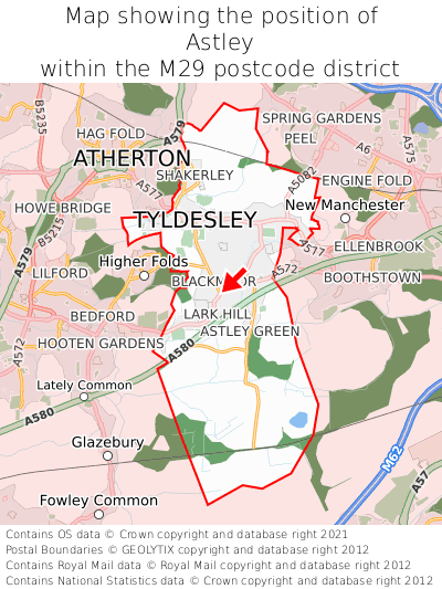 Where Is Astley Astley On A Map Astley Map Position In M29 000001 