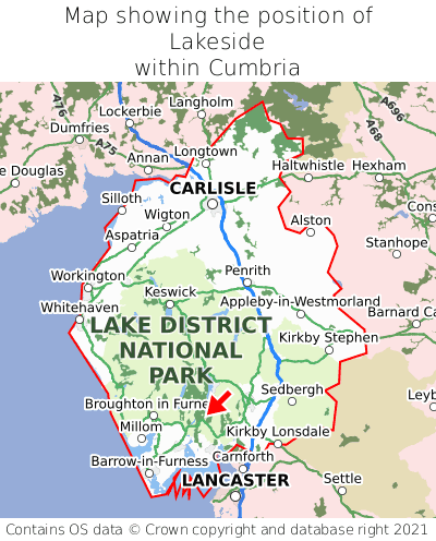 Where Is Lakeside On A Map Position In Cumbria 000001.