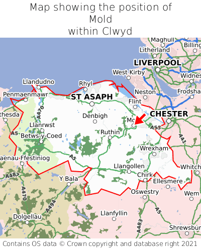 Where Is Mold Mold On A Map Mold Map Position In Clwyd 000001 