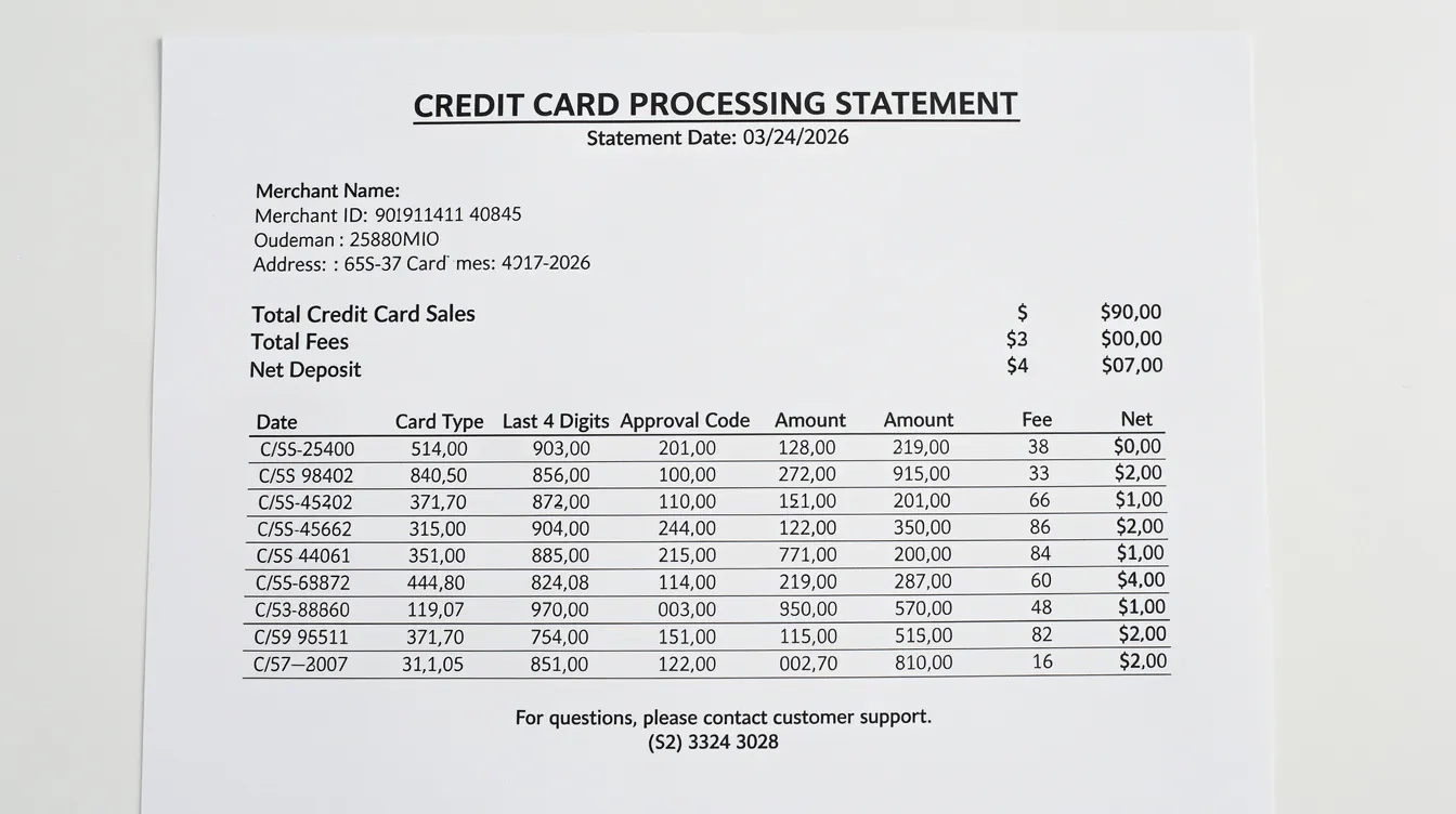 credit card processing statement