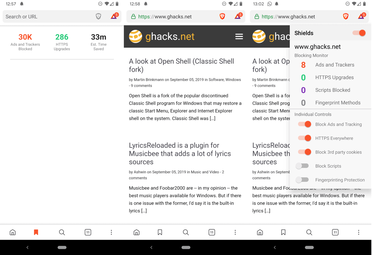 My Experience With The Mobile Version Of Brave On Android Ghacks Tech News