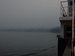 Looking east from the Needles ferry towards Fauquier, BC. That’s not fog, it’s smoke from all the wildfires.