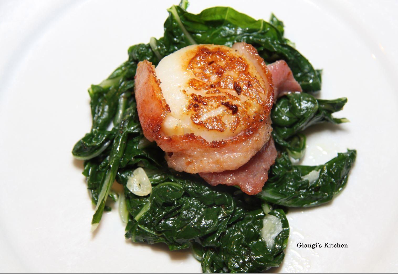 wallpapers Scallops With Swiss Chard scallops with garlic with swiss chard