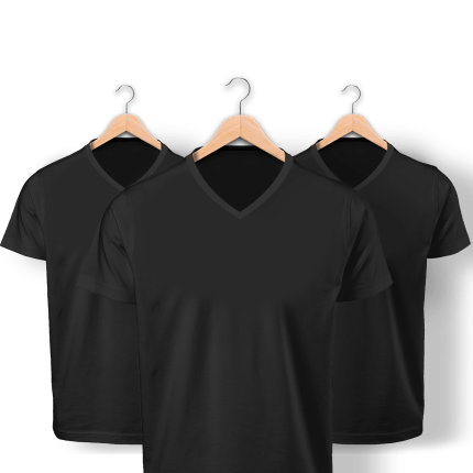 BEWE <br>V Yaka Siyah Tshirt <br>3 lü Eko Paket