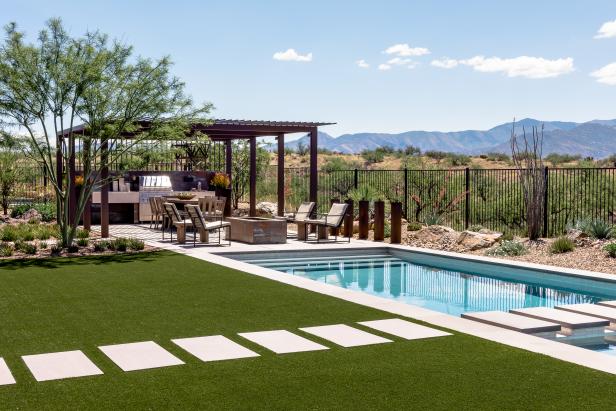 With features like artificial turf and low water use plants, your front yard can look just as gorgeous as your backyard while making it sustainable and easy to maintain. Gilbert Pool Patio Landscape Design And Construction