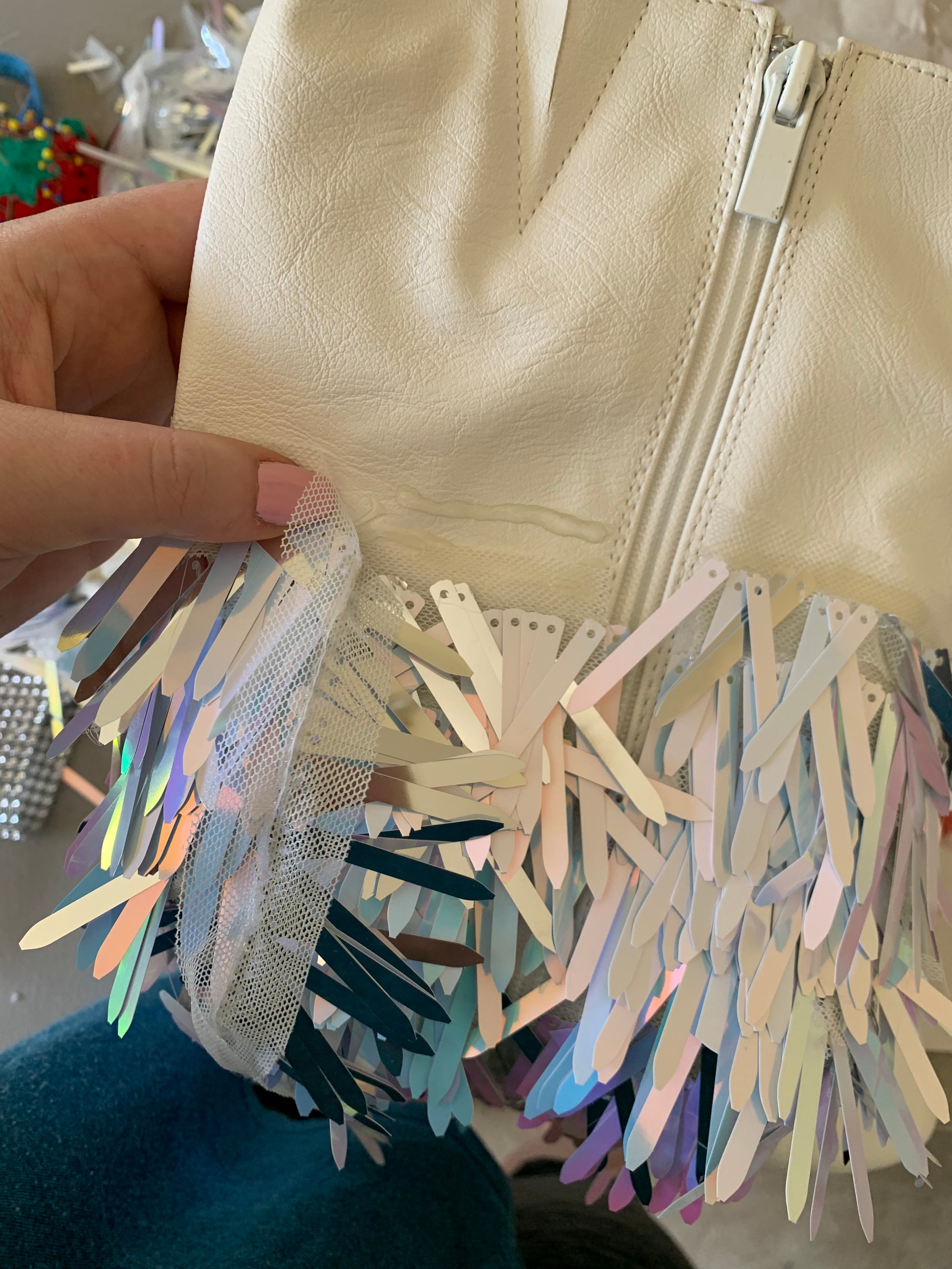 diy beyonce homecoming white fringe boots