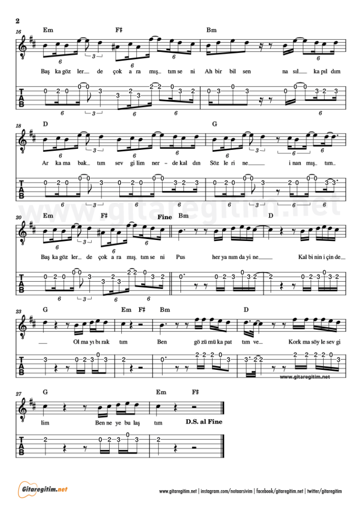 Pus - Gitar Nota ve Tab - 2