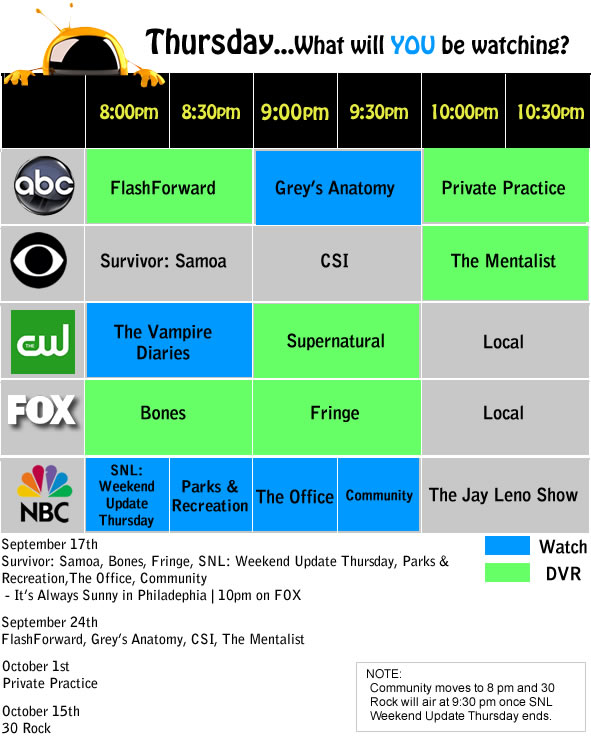 Schedule, dates, kickoff times, tv,. Tonight S Tv Spotlight Thursday September 17 2009 Give Me My Remote Give Me My Remote