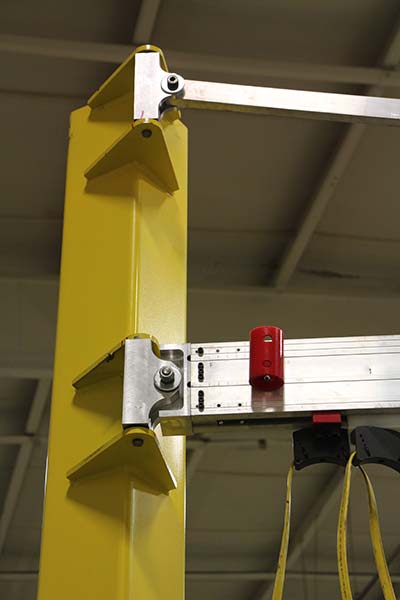G-Rail Jib Crane soft-stops at end of rotation