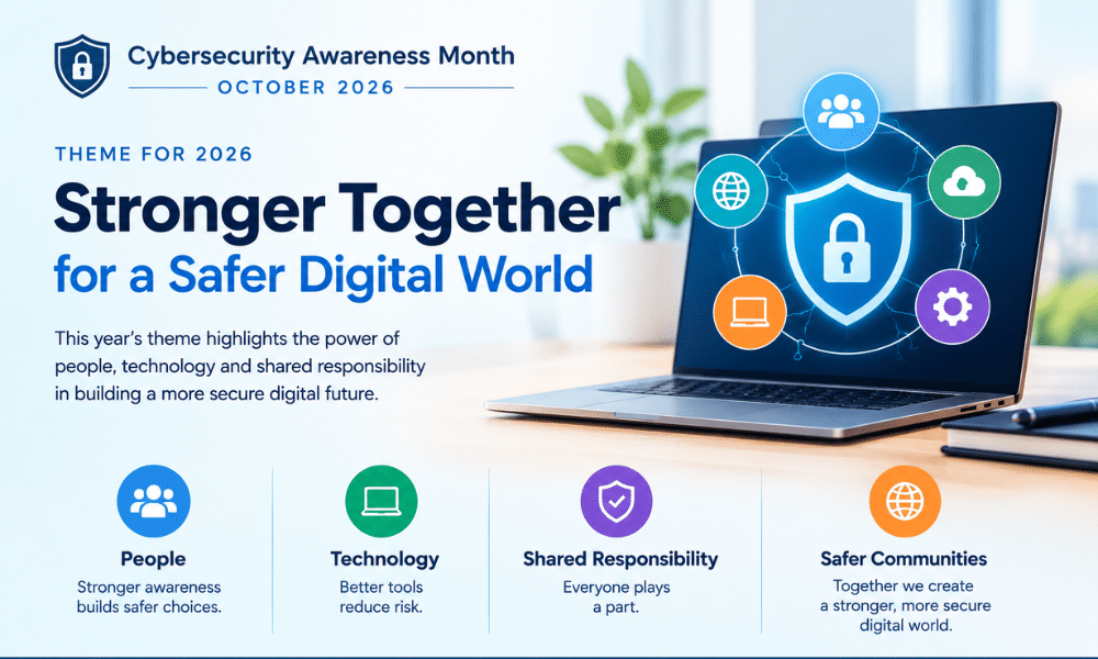 Cybersecurity Awareness Month, October 2026 graphic: update your software and replace devices that no longer get updates.