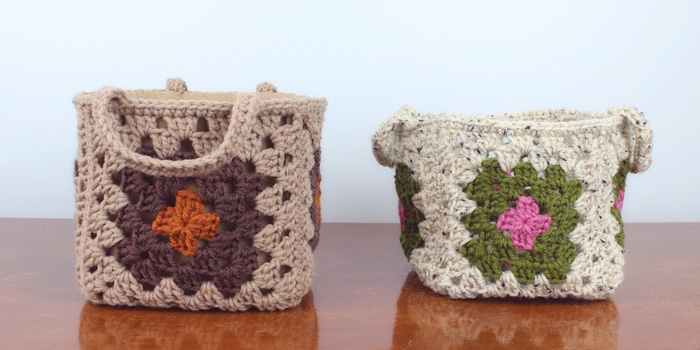 I’m all for a quick tidy up, and what could be quicker than clearing a mess straight into the basket to be sorted later? Simple Granny Square Baskets