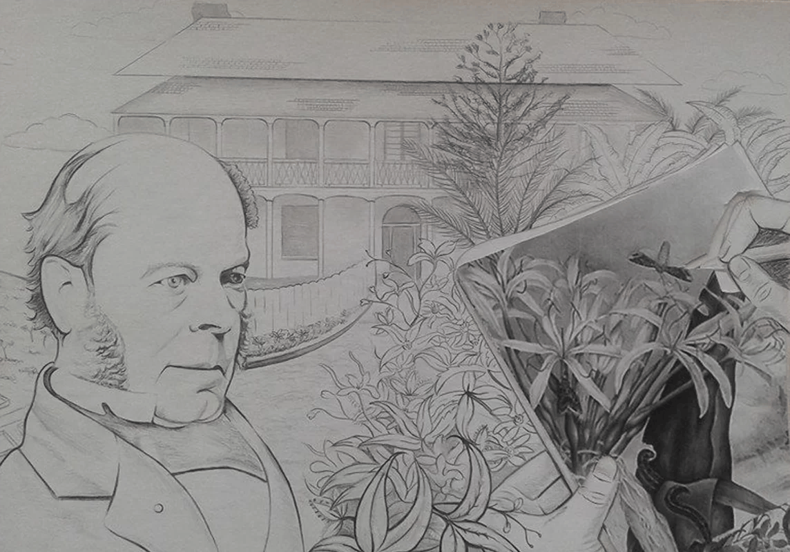 A pencil sketch of Alexander Walker Scott for a mural located in Watt St, Newcastle Australia