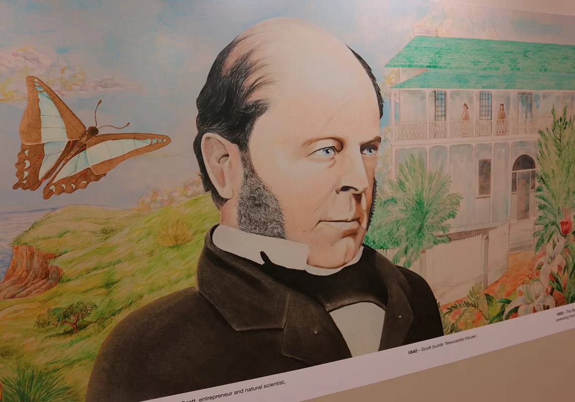 A pastel portrait of Alexander Walker Scott for a mural located in Watt St, Newcastle Australia