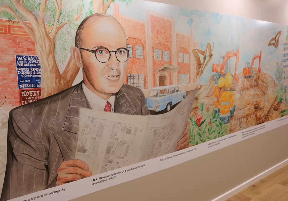 Pastel portrait of Brian O'Donnell for a mural located in Newcastle, Australia
