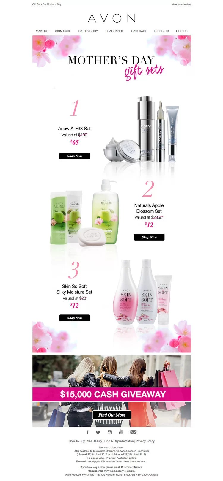 An email design that is featuring Mother's Day gift ideas