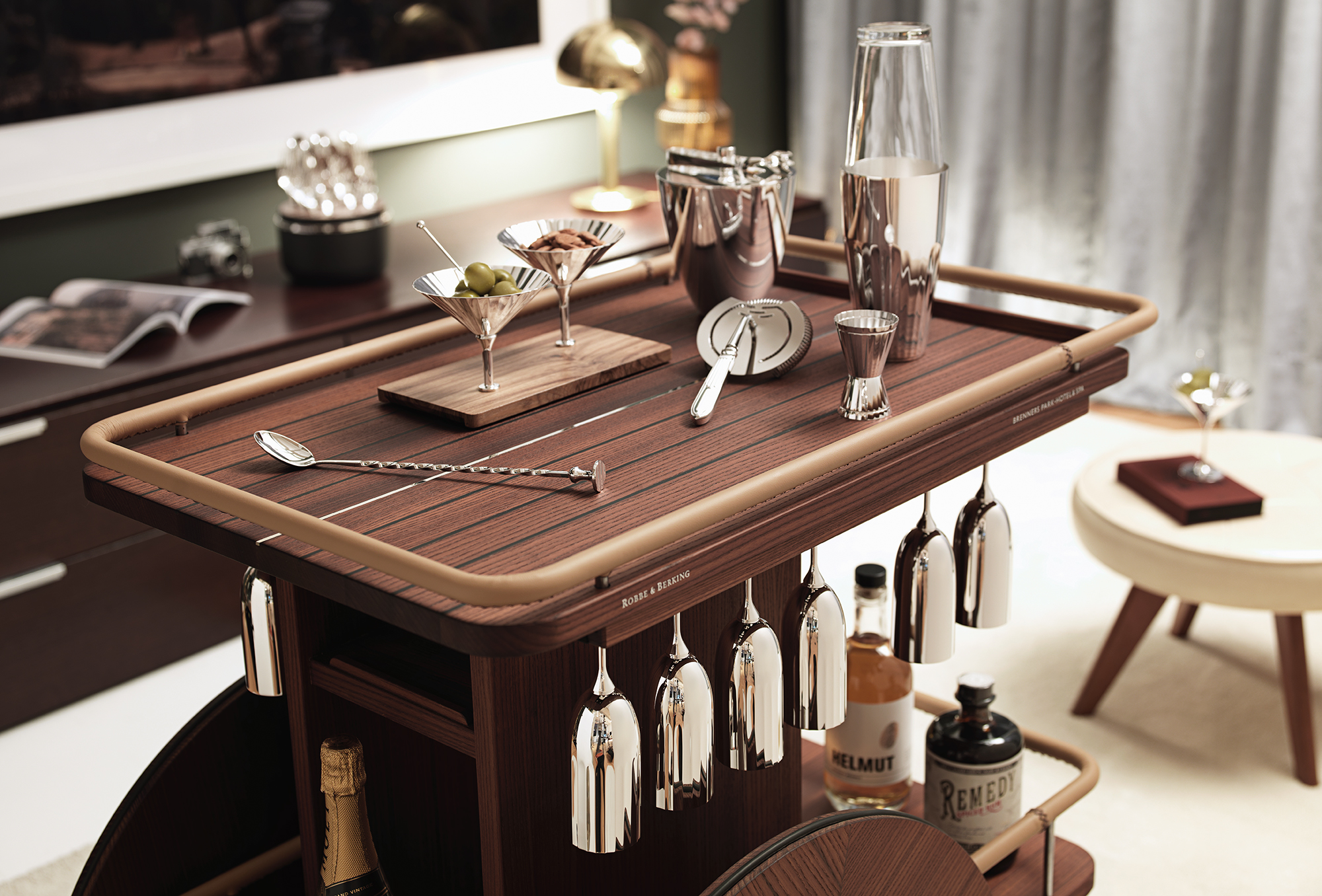 Luxury wooden bar cart