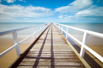 Beach with bridge