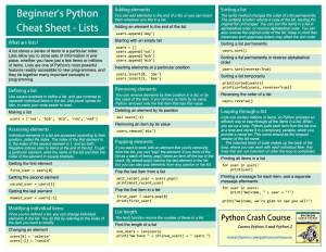 Python Beginner Cheat Sheet - GlobalSQA