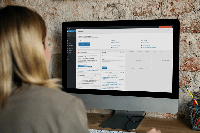 Person looking at WordPress dashboard