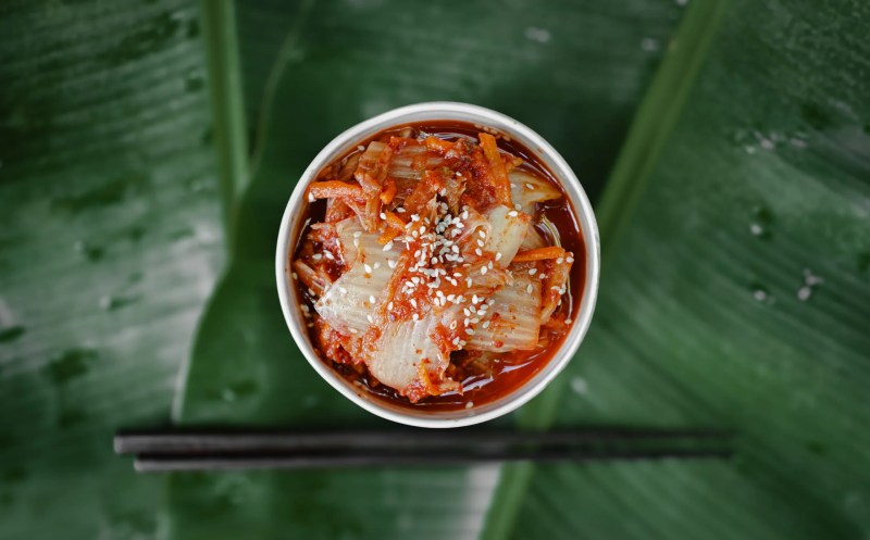 a bowl of spicy Korean kimchi