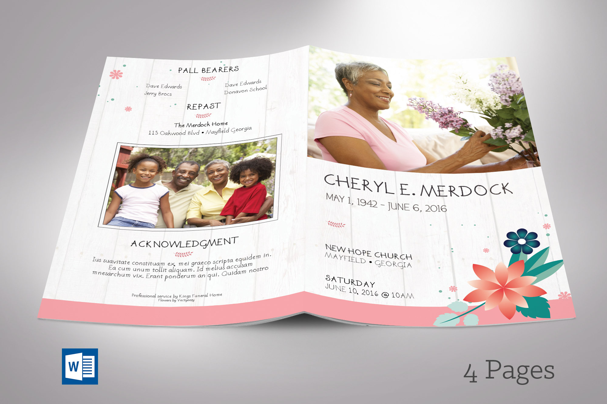 Free Funeral Program Word Template | Godserv Designs