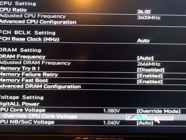 Override CPU Core Voltage