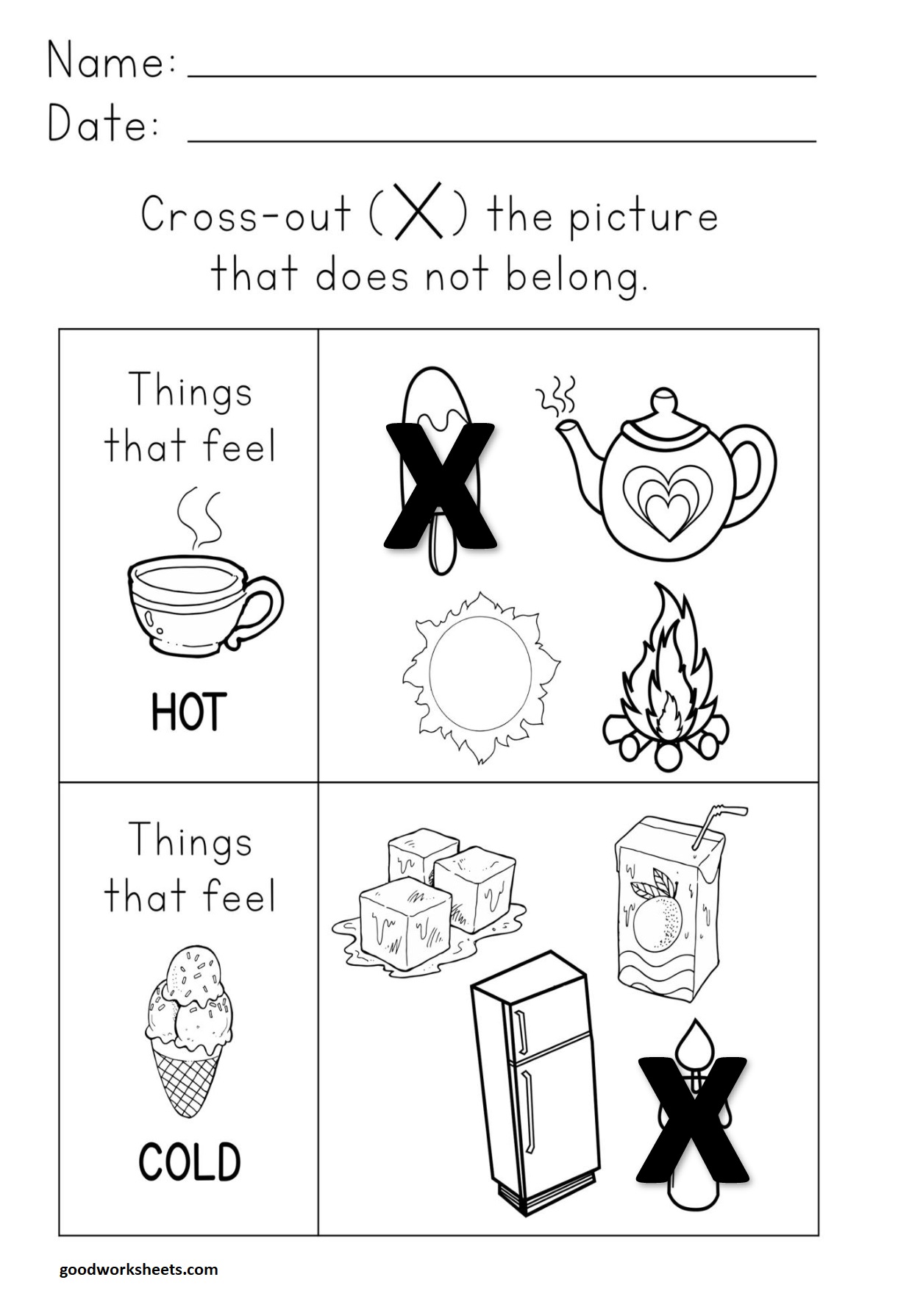 printable hot and cold worksheets for kindergarten preschool - hot and ...