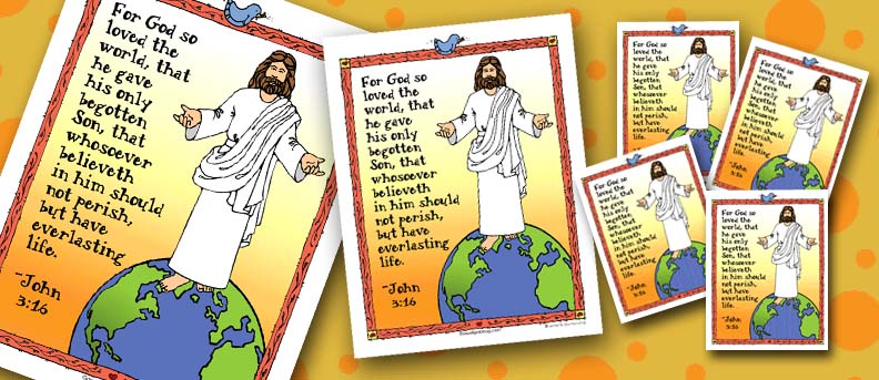 BAPTISM, FOLLOW JESUS: Bite-size Memorize Scripture Poster and Mini-lesson, John 3:16, sharing time, family home evening, LDS Primary helps, gospelgrabbag.com