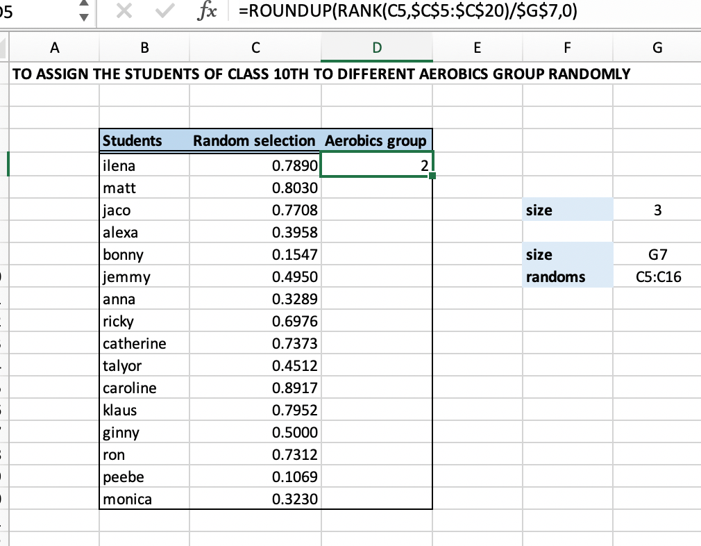 I have my below formula to rank by group in cell d2 which is then copied to the . Excel Formula Randomly Assign People To Groups Excelchat