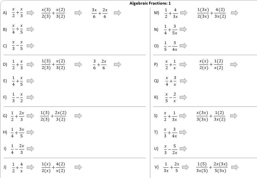 adding subtracting algebraic fractions go teach maths handcrafted resources for maths teachers