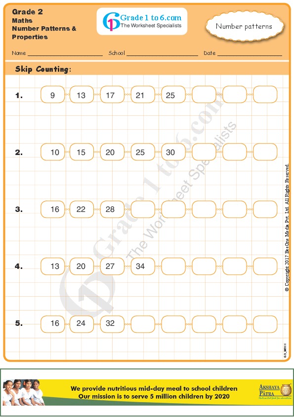 The questions are based on progressive patterns, number patterns . Free Math Worksheets For Grade 2 Ib Cbse K12